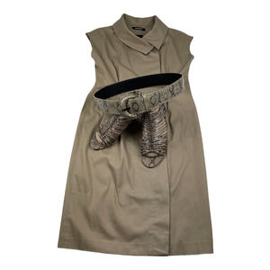 ELLEN TRACY BUTTON FRONT MIDI DRESS KHAKI  12